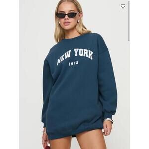 New york minute mini sweatshirt dress navy princess polly